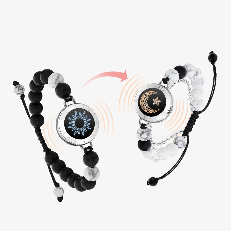 Sun&Moon smart bracelets with howlite and agate beads