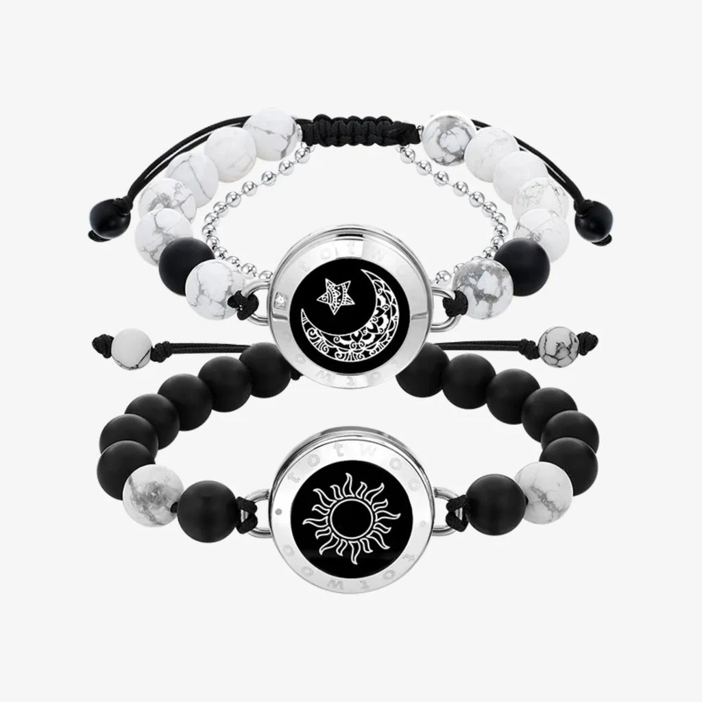 Sun&Moon smart bracelets with howlite and agate beads 